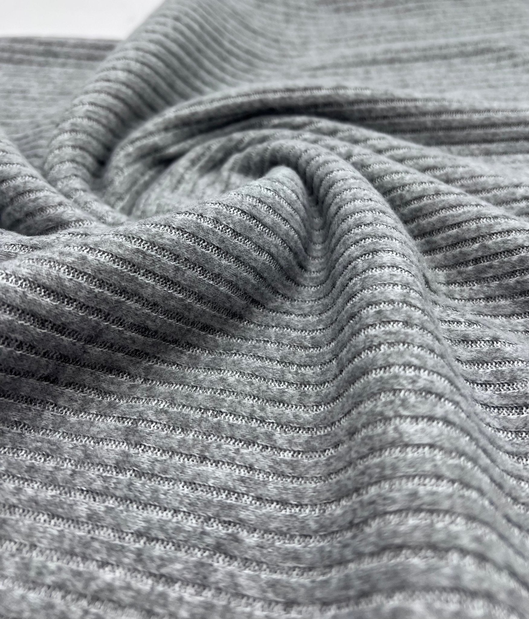 Grey Soft Cosy Wide Rib Stretch Fabric - T9 Fabrics